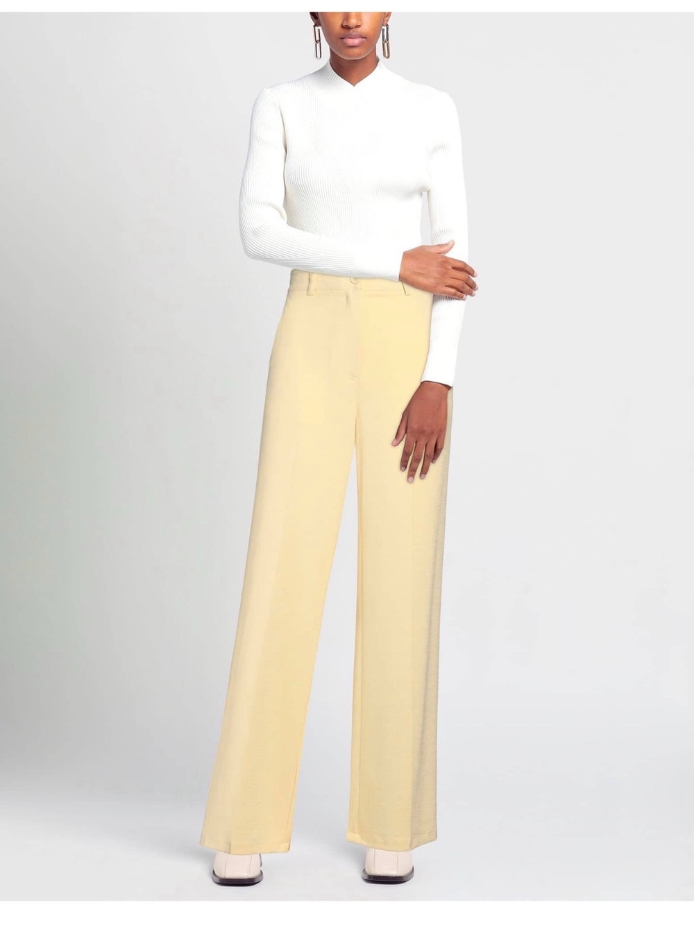 JUCCA High-Rise Wide-Leg Pants in Pale Yellow Size IT 42/6